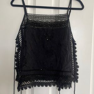 Free People Crochet Side Tie Open Tank Top